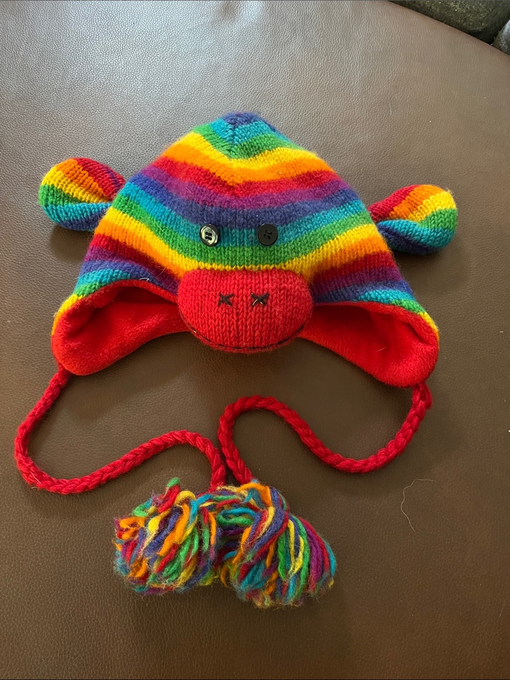 Delux rainbow monkey wool hat